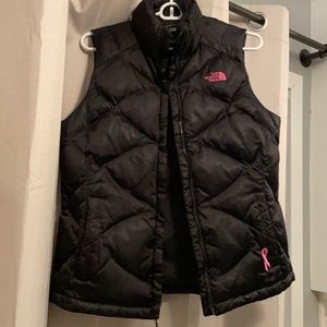 Black Nothface Vest with pink stitching for Breast Cancer Awareness